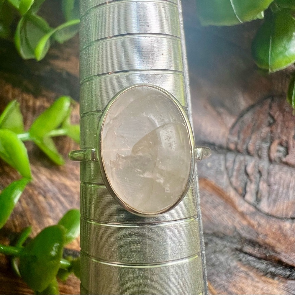 925 Sterling Silver Moonstone Ring Size 7.75 Minimalist Design Open Back - Picture 9 of 11